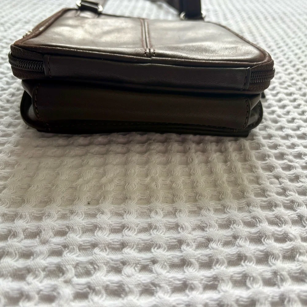 Fossil Vintage Dark Brown Pebbled Leather Crossbody Bag Purse - Picture 7 of 7